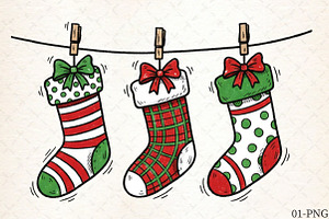 Christmas stockings PNG, an Illustration by Libby Wishes