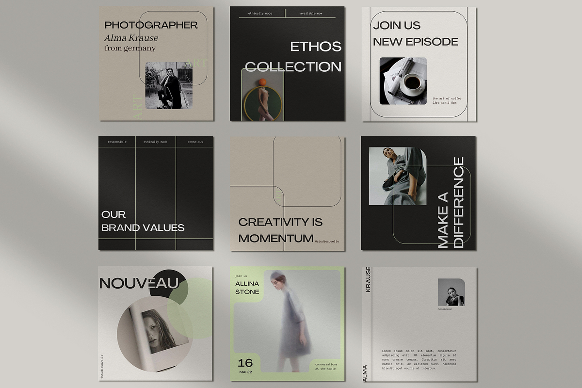 NOUVEAU Instagram Templates Canva, a Social Media Template by Studio Suvelle (Photo 2 of 7)