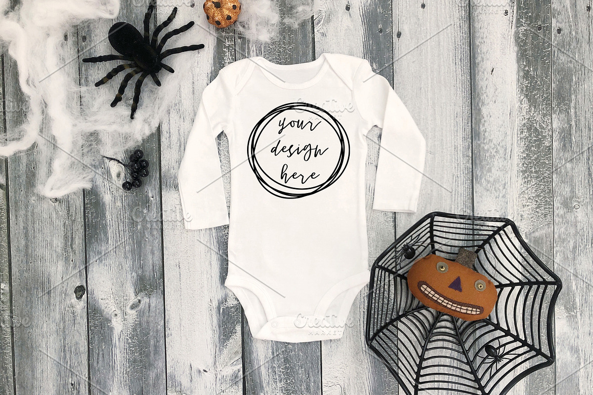 Halloween Baby Onesie Mockup, an Apparel Mockup by Affinity Grove