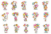 Whimsical Valentine Dog Clipart, an Illustration by designcity5 (Thumbnail 2 of 5)