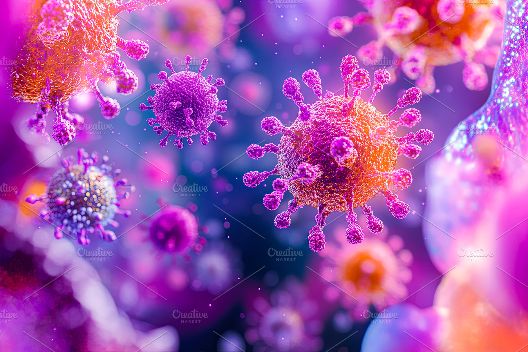 3D Illustration of Virus Cells, a Health & Medical Photo by Ales Munt