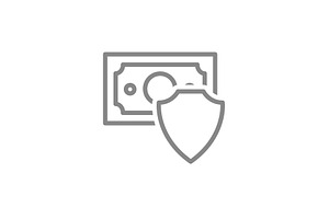 Money with a shield line icon, an Object Illustration by GraphiShop