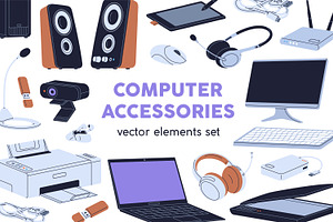 Computer accessories, PC devices set, a Technology Illustration by Good Studio
