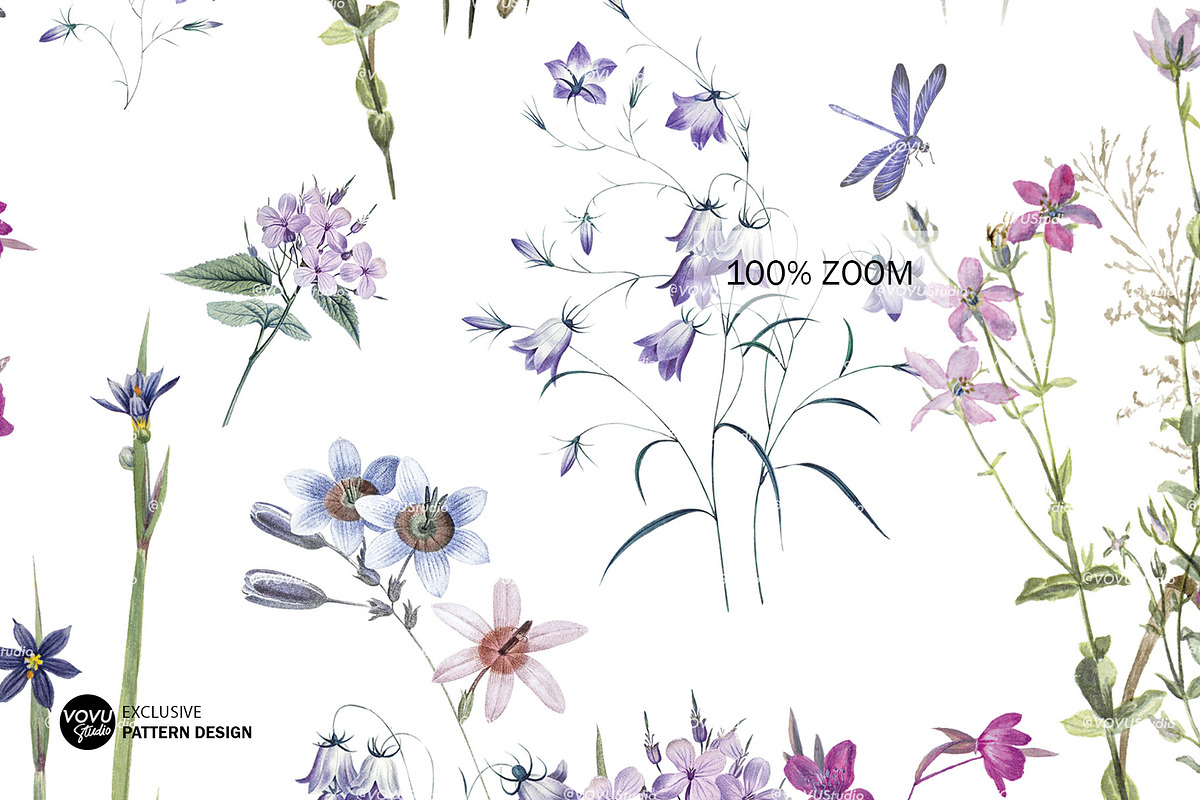 Delicate Flowers Pattern Design, a Pattern Graphic by VOVU Studio (Photo 2 of 10)