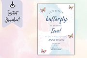 Butterfly Birthday Invitation Card, a Print Template by TheSimplySereneShop (Thumbnail 4 of 5)