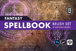 Fantasy Spell Book Brush Set, a Brush Add-On by Zsolt Kosa Art
