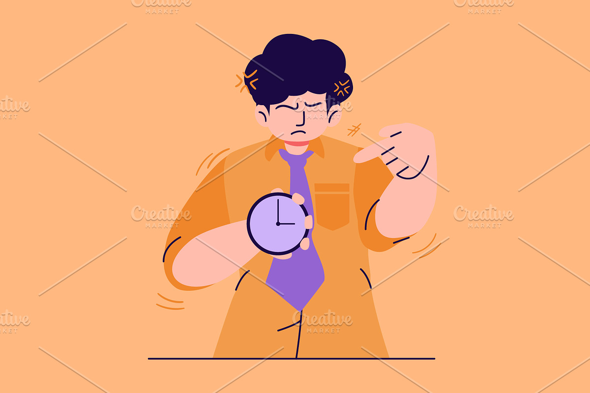 Businessman Angry About Deadline, a Person Illustration by Ahmad_Studio