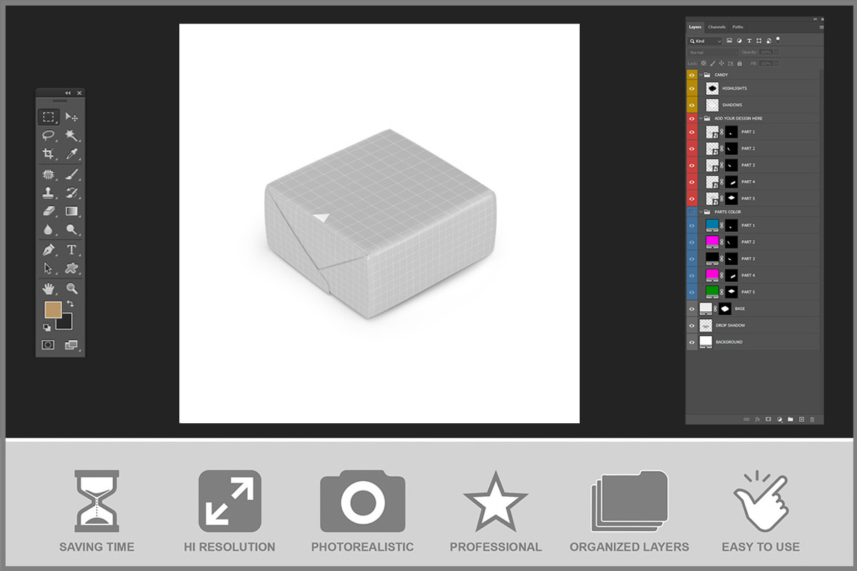 Candy Wrapping Mockup PSD, a Packaging Mockup by Bruno's Shop (Photo 3 of 4)