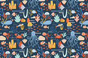 Sea Life - Vector Seamless Pattern, a Pattern Graphic by Kenna Sato Designs (Thumbnail 2 of 2)
