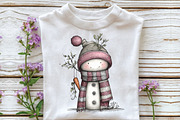 Whimsical Christmas Snowman Clipart, an Illustration by CraftArtStudio (Thumbnail 4 of 6)