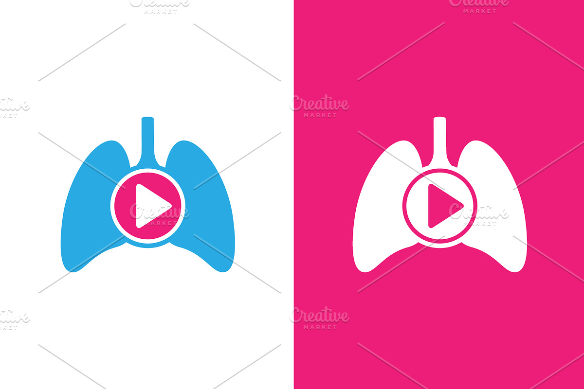 Lungs and button play logo, a Healthcare Illustration by GraphiShop