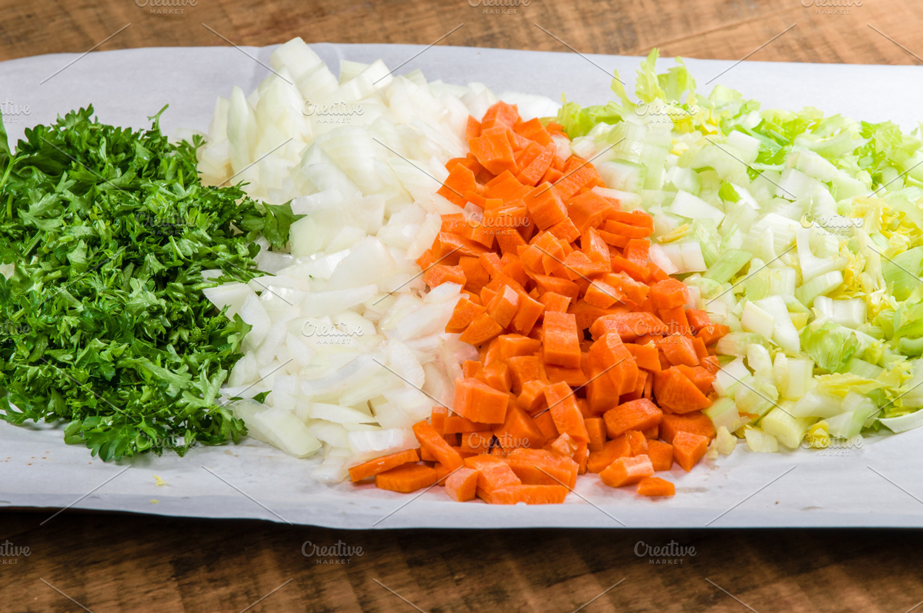 Vegetables for soup containing carrots, food, and celery, a Food & Drink Photo by Zigzag Mountain Art