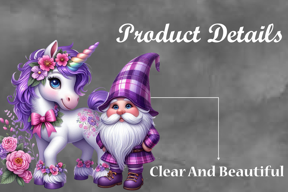 Watercolor Unicorn Gnome Clipart, a Seasonal Illustration by Craft Nest (Photo 5 of 6)