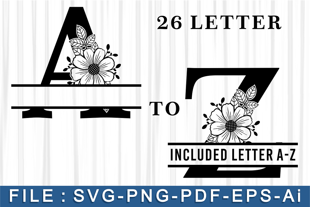 Floral Split Letters SVG, a Decorative Illustration by D2PUTRI (Photo 1 of 2)