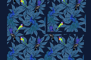 Amazon Birds Seamless Pattern Jungle