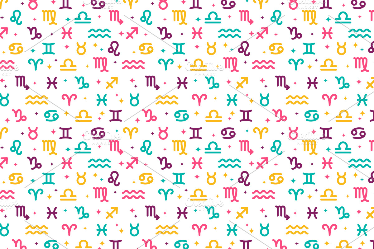 Zodiac signs color seamless pattern, a Texture Graphic by kotoffei (Photo 1 of 2)