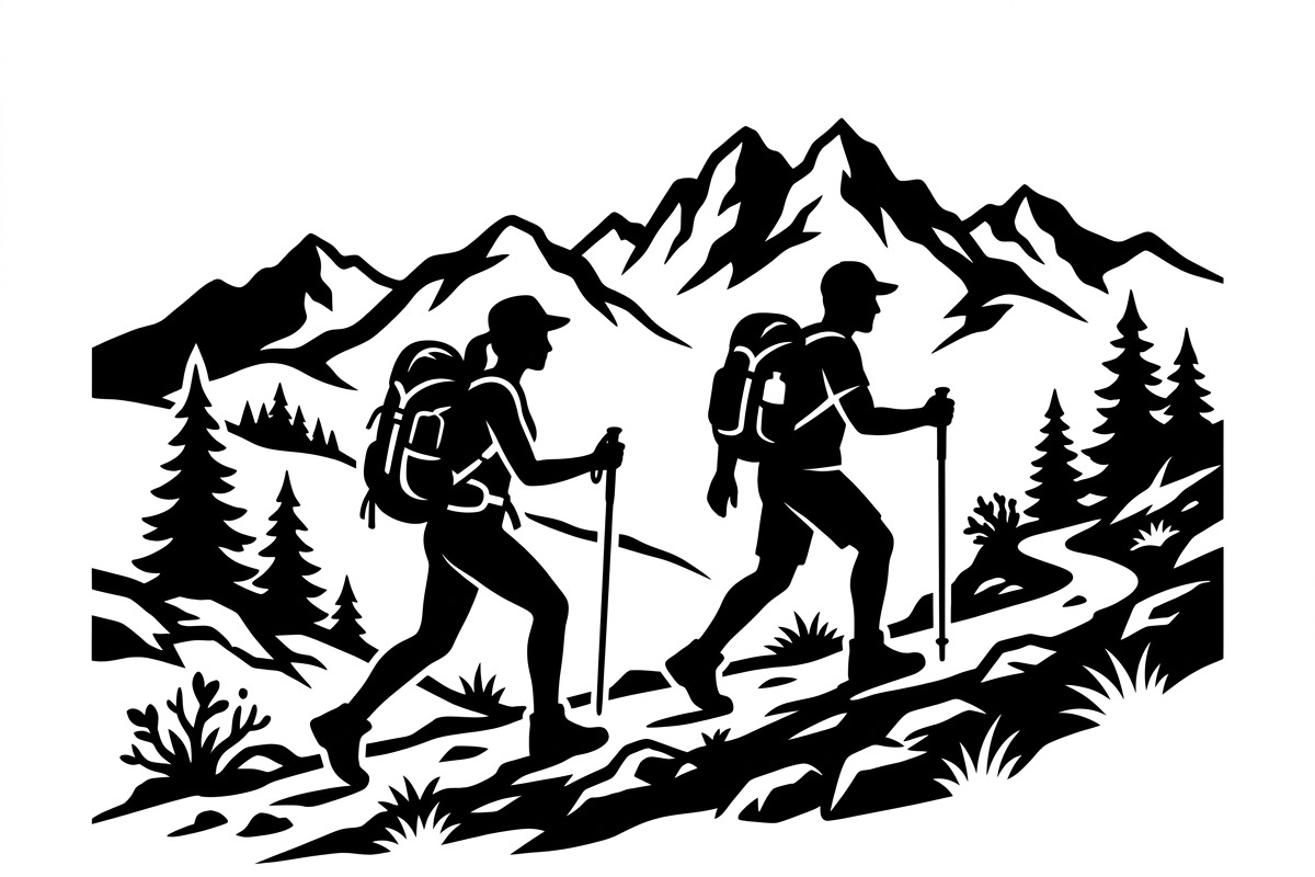 50 Hiking Silhouette Bundle, a Person Illustration by Amazin_art (Photo 11 of 14)