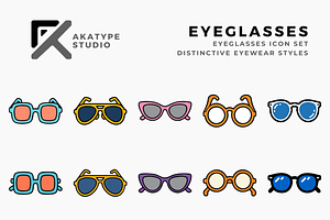 Eyeglasses Icon Collection, an Object Illustration by Akatype Studio