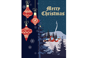 Retro Merry Christmas greeting card