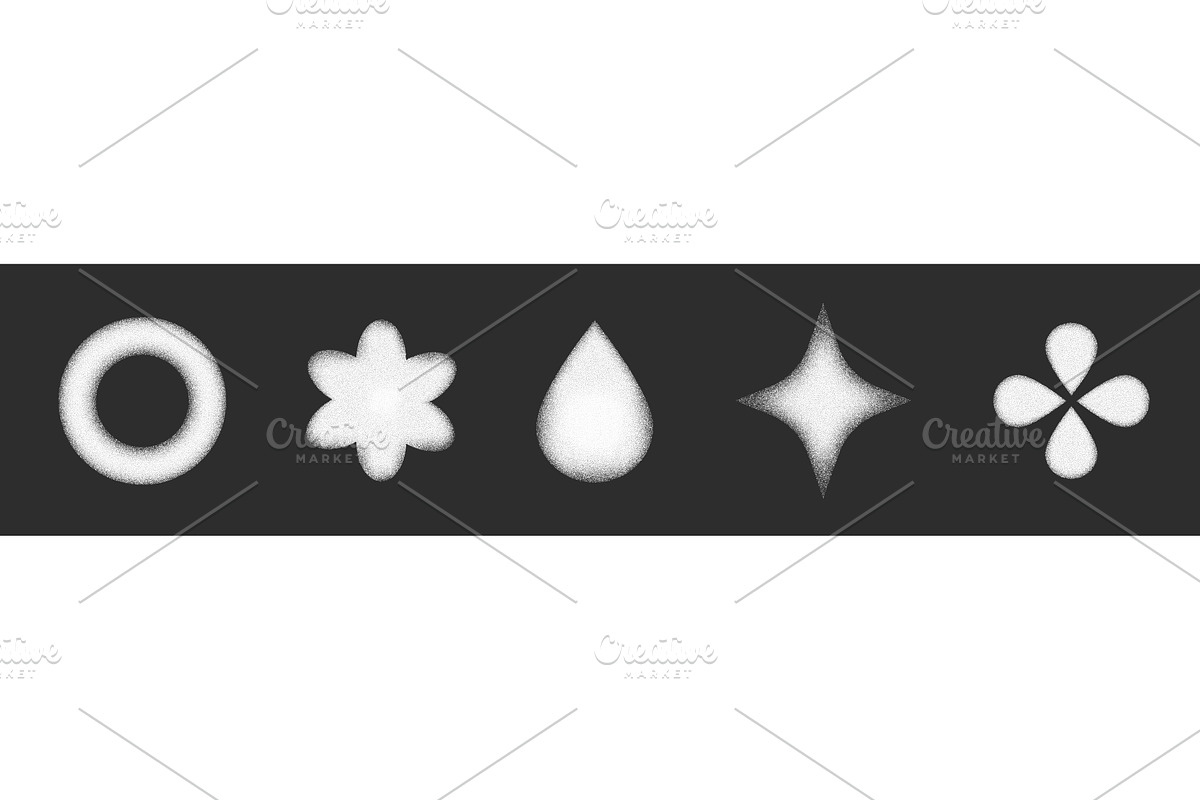 White grainy shapes set on black, an Object Illustration by art PVP - market