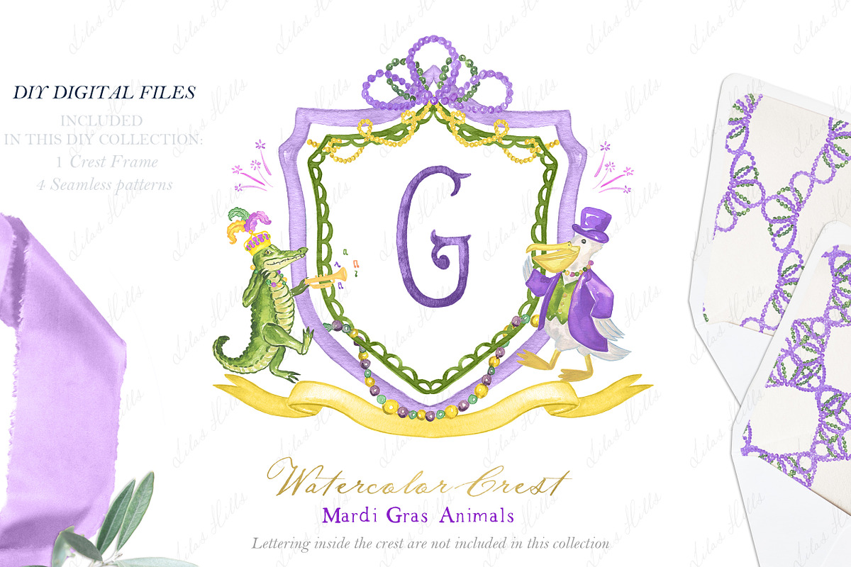 Mardi Gras Animals Elegant Crest DIY, a Graphic by LABFcreations (Photo 1 of 4)