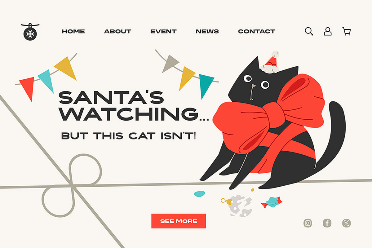 Black & Meowy Christmas | Hand Drawn, a Graphic by svetlana.belaia (Photo 3 of 9)