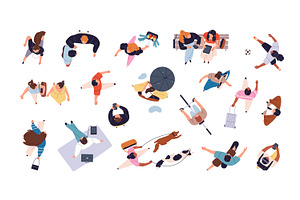 People crowd top view set + patterns, a Person Illustration by PaperTrident