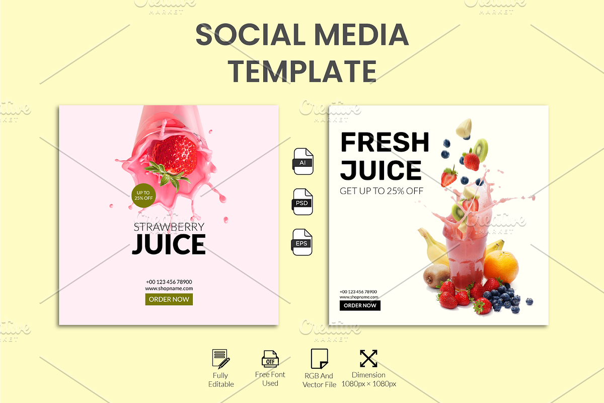 Social Media Post Template Design, a Social Media Template by Nazim's Shop (Photo 1 of 3)