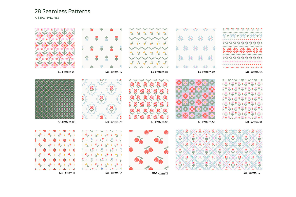 Cross-Stitch Florals: Spring Pattern, a Pattern Graphic by Essentially Nomadic (Photo 8 of 12)
