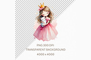 Watercolor Princess and White Kitten, a Person Illustration by Business Chic (Thumbnail 4 of 4)