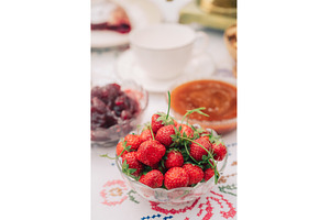 Fresh Strawberries in Glass Bowl on, a Food & Drink Photo by Jan Jack Russo Media