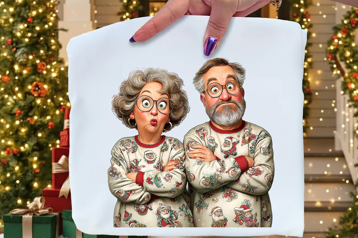 Funny Elderly Couple Christmas Party, an Illustration by Craft Nest (Photo 8 of 10)