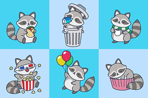 Cute Raccoon Cartoon Illustration