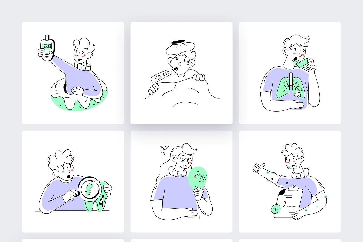 Diseases Symptoms Illustrations, a Person Illustration by Prosymbols (Photo 5 of 6)