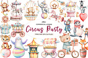 Vintage Circus Party Animals Clipart, an Illustration by CreationArt (Thumbnail 1 of 9)