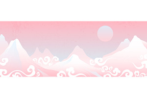 Abstract Japanese mountain landscape, an Illustration by art PVP - market