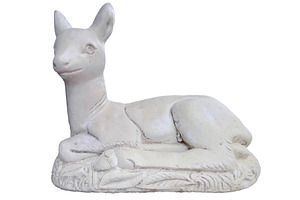 White deer statue by a decorative iron gate, an Animal Photo by DanFLCreativo