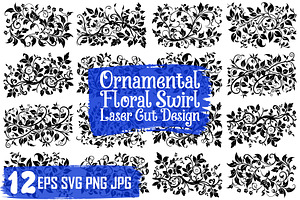 Floral Swirl Ornament Vector Set, an Illustration by jahid234
