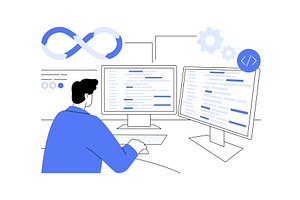DevOps engineering isolated cartoon, a Finance Illustration by Visual Generation