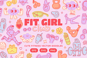 Fit girl era. Vector fitness doodles, an Object Graphic by venimo (Thumbnail 1 of 13)