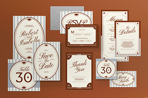 Blue Brown Wedding Invitation Set, an Invitation Template by graphicook