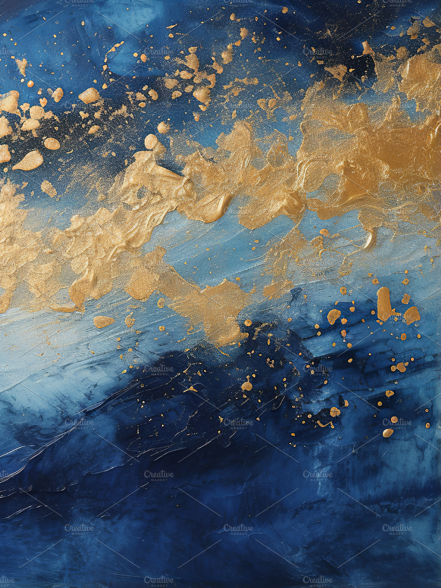 Abstract Painting Midnight Gold Sky, an Abstract Photo by Hamza067