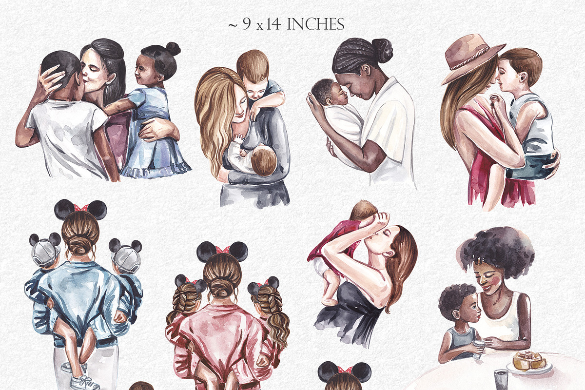 FAMILY watercolor clipart (part - 2), a Person Illustration by Elena_Sedova (Photo 3 of 7)