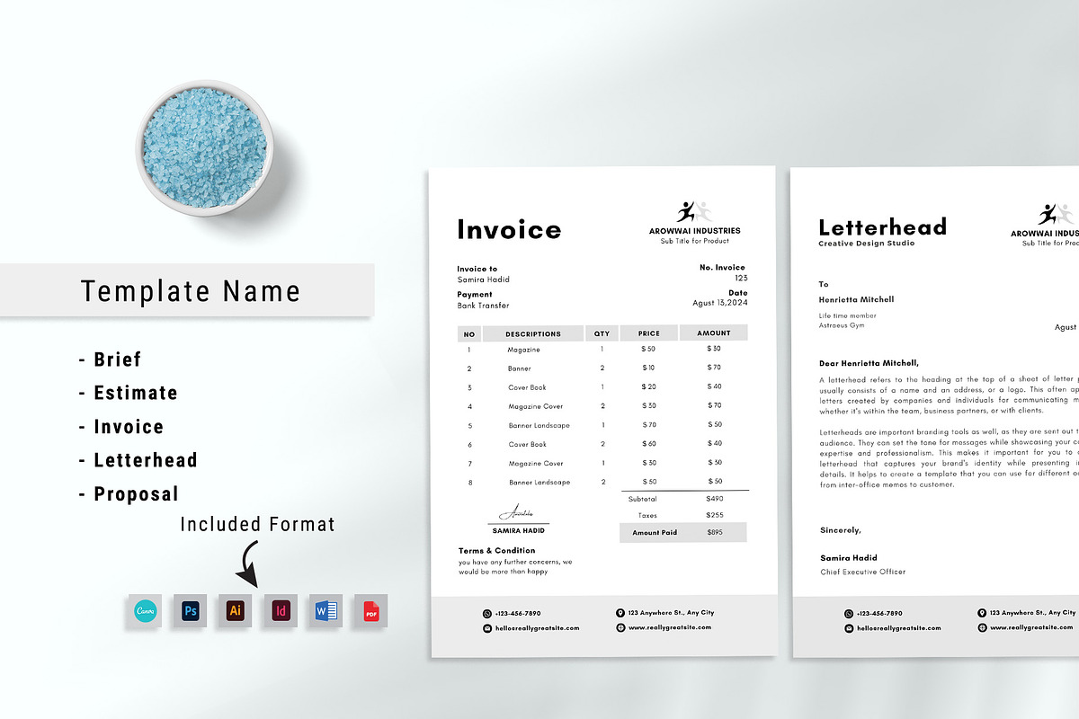 Invoice - Letterhead - Proposal, a Stationery Template by MNT-Creator (Photo 1 of 6)