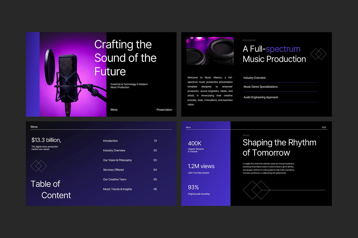 Black Modern Music Presentation, a Presentation Template by Eklip Studio (Photo 3 of 6)