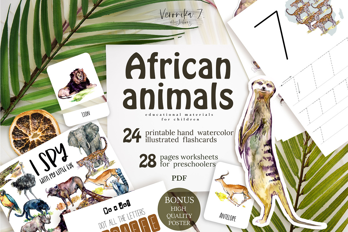 African animals activities for kids, an Animal Illustration by ArtSpotVeronika (Photo 1 of 5)