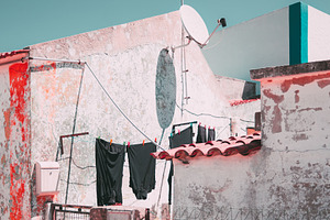 Clothesline in a Portuguese village, an Architecture Photo by SkyNext