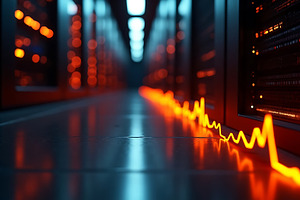 Data center server room with orange, a Technology Photo by Artonix
