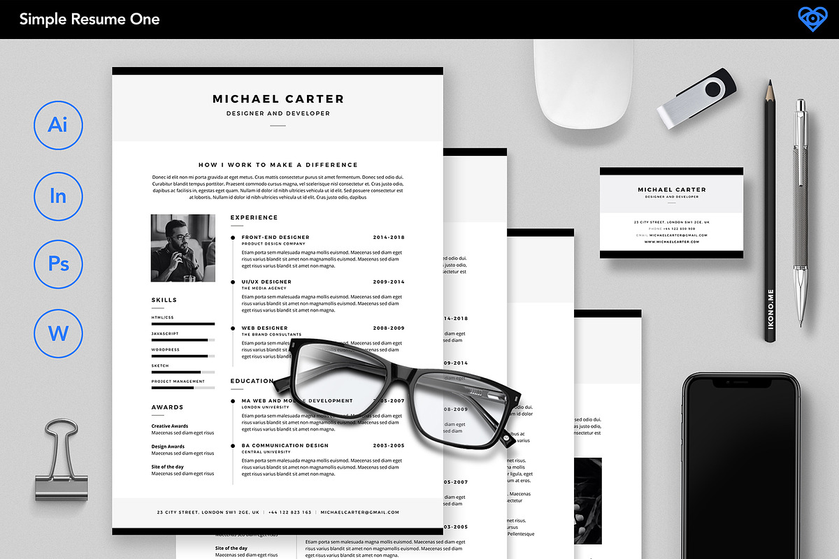 Simple Resume 1, a Resume Template by ikono.me (Photo 4 of 6)
