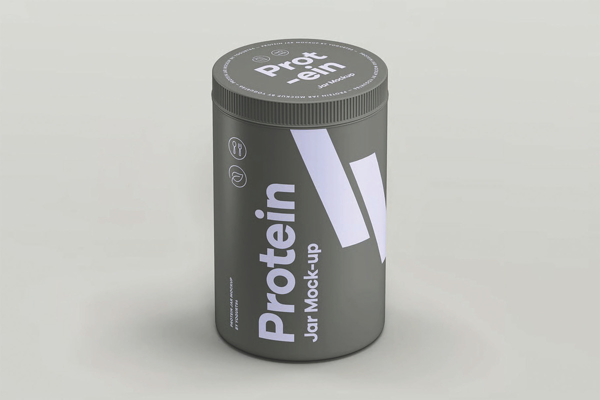 Protein Tall Jar Mockup, a Packaging Mockup by DesignRushMarket (Photo 6 of 12)